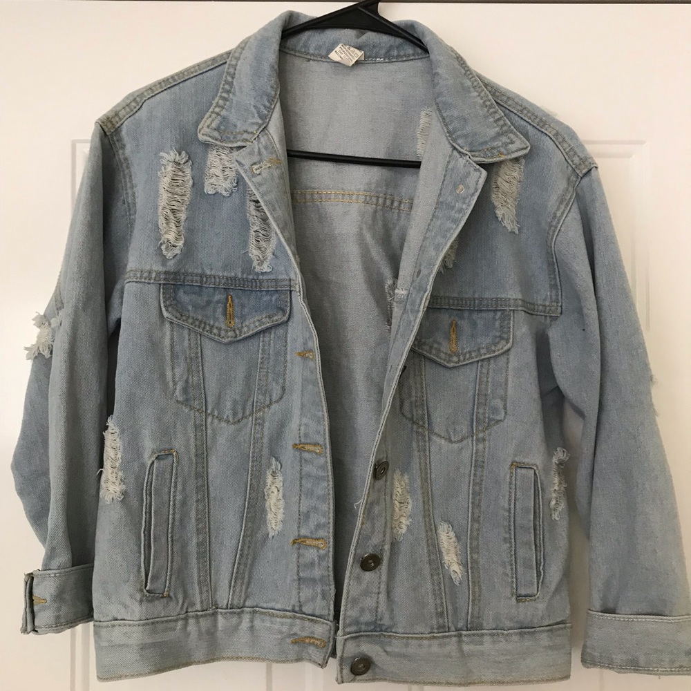 Light Blue Ripped Denim Jacket